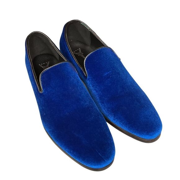 Enzo Men's Sparko 03‎ Royal Blue Velvet Loafers Size 8.5 Slip On Shoes Classic - Picture 1 of 14